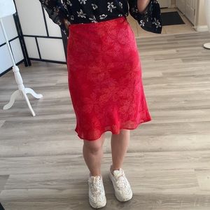 Express Vintage 90s Red Print skirt Flower Print
